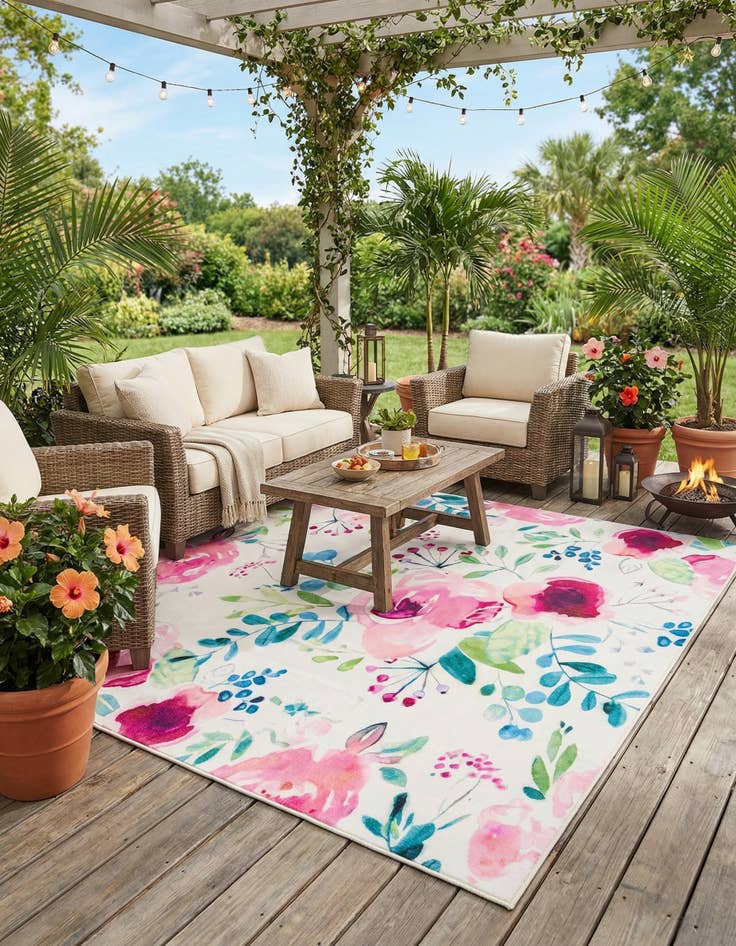 Detail image of 10' x 10'  Washable Jill Zarin Caribbean Indoor / Outdoor Square Rug