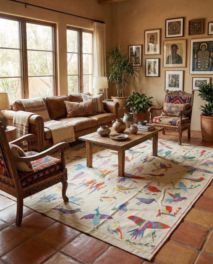 8' 2 x 9' 4 Hand Woven Kilim Suzani Wool Rug