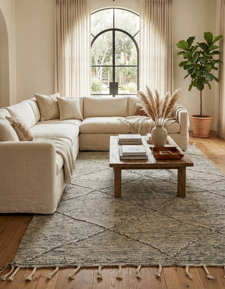 Detail image of  6' 7 x 10' 7  Hand Knotted Moroccan Wool Rug