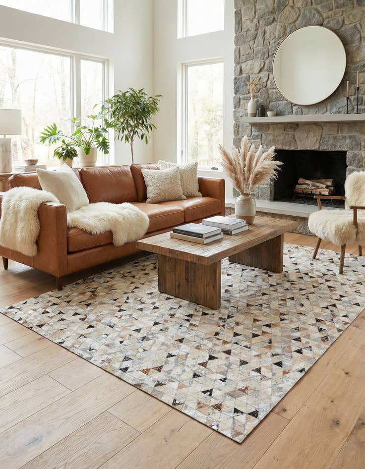 Detail image of 5' 3 x 7' 6 Cowhide Stocks Rug