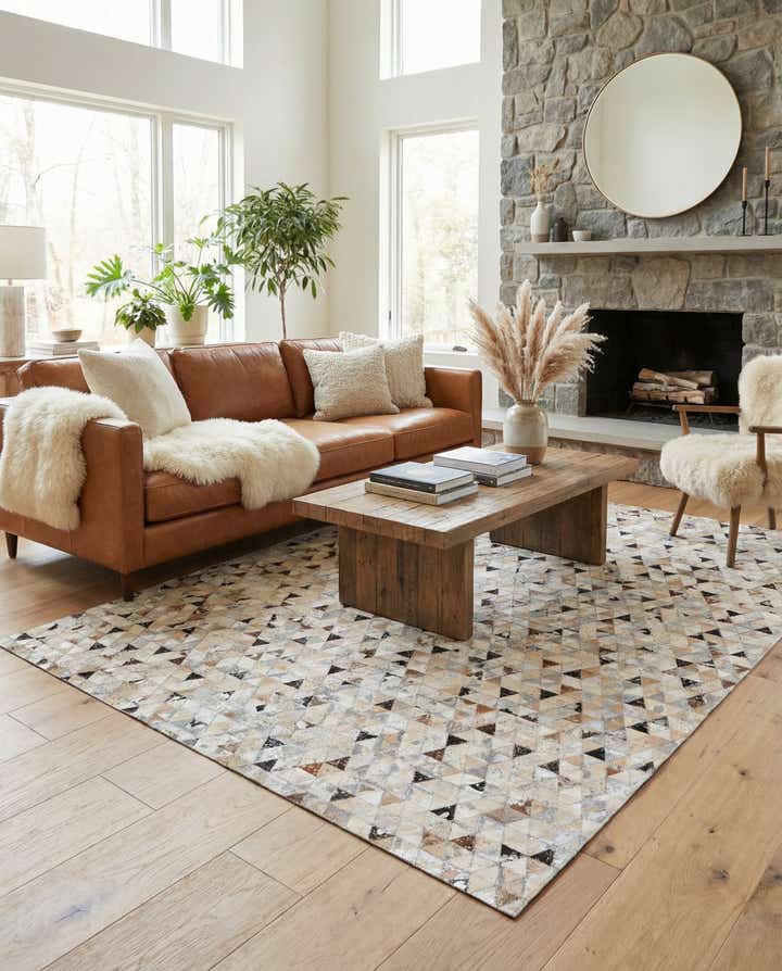 5' 3 x 7' 6 Cowhide Stocks Rug