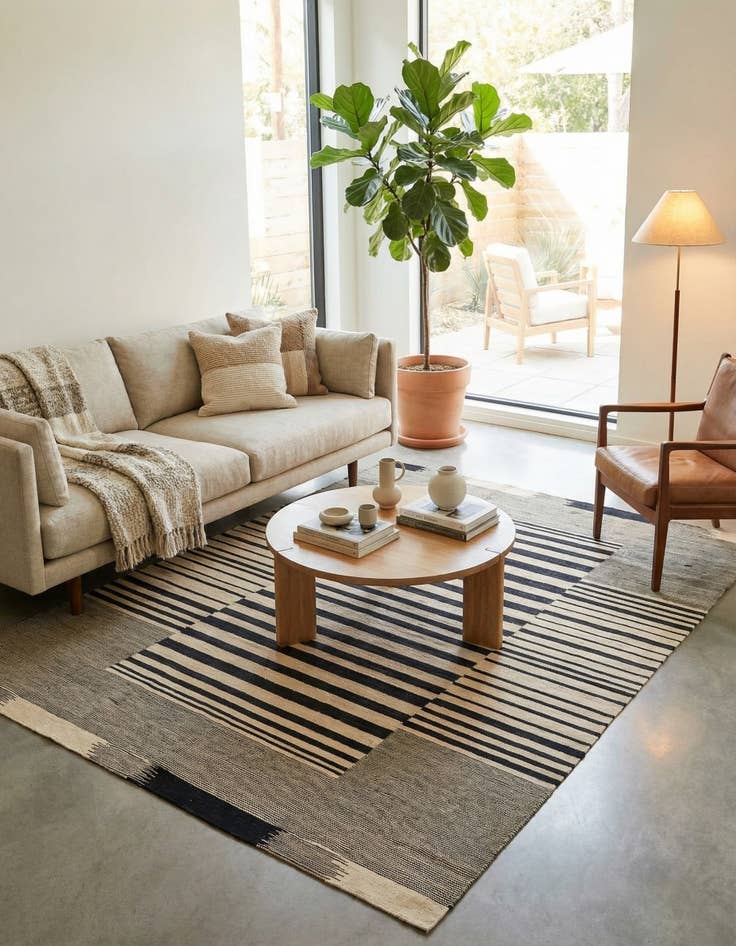 Detail image of 5' 9 x 7' 7  Hand Woven Kilim Modern Wool Rug