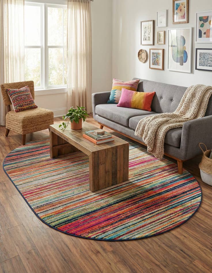 Detail image of  5' 3 x 8' Azalea Oval Rug