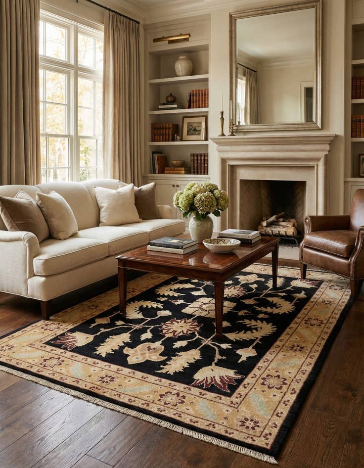 Detail image of 5' 2 x 7' 7 Hand Knotted Ziegler Wool Rug
