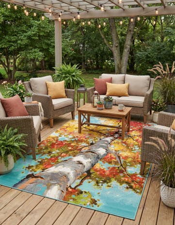 9' x 12' Easy-Clean Botanical Indoor / Outdoor Rug