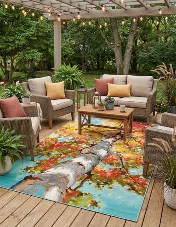 9' x 12' Easy-Clean Botanical Indoor / Outdoor Rug