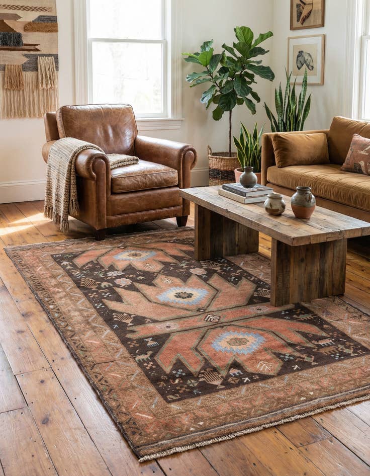 Detail image of 3' 7 x 6'  Hand Knotted Ultra Vintage Persian Wool Rug