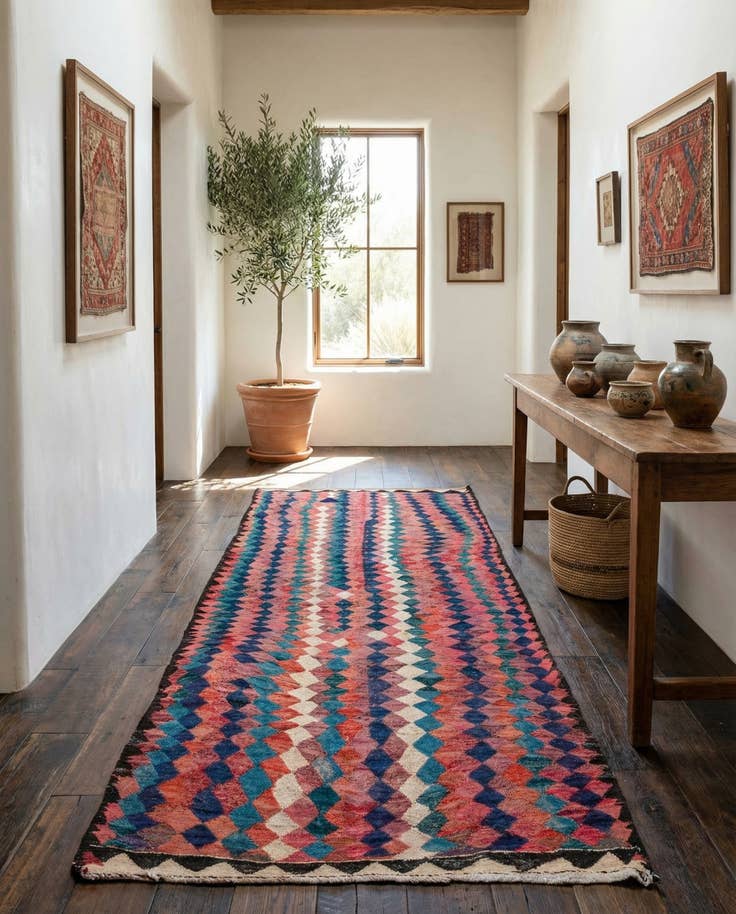 Detail image of 5' x 11' 2 Hand Woven Kilim Fars Wool Runner Rug