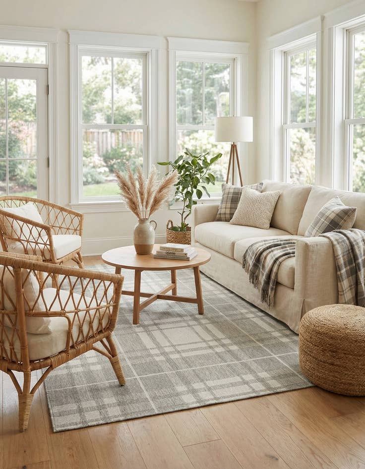 Detail image of  5' 3 x 8'  Washable Checkered Indoor / Outdoor Rug