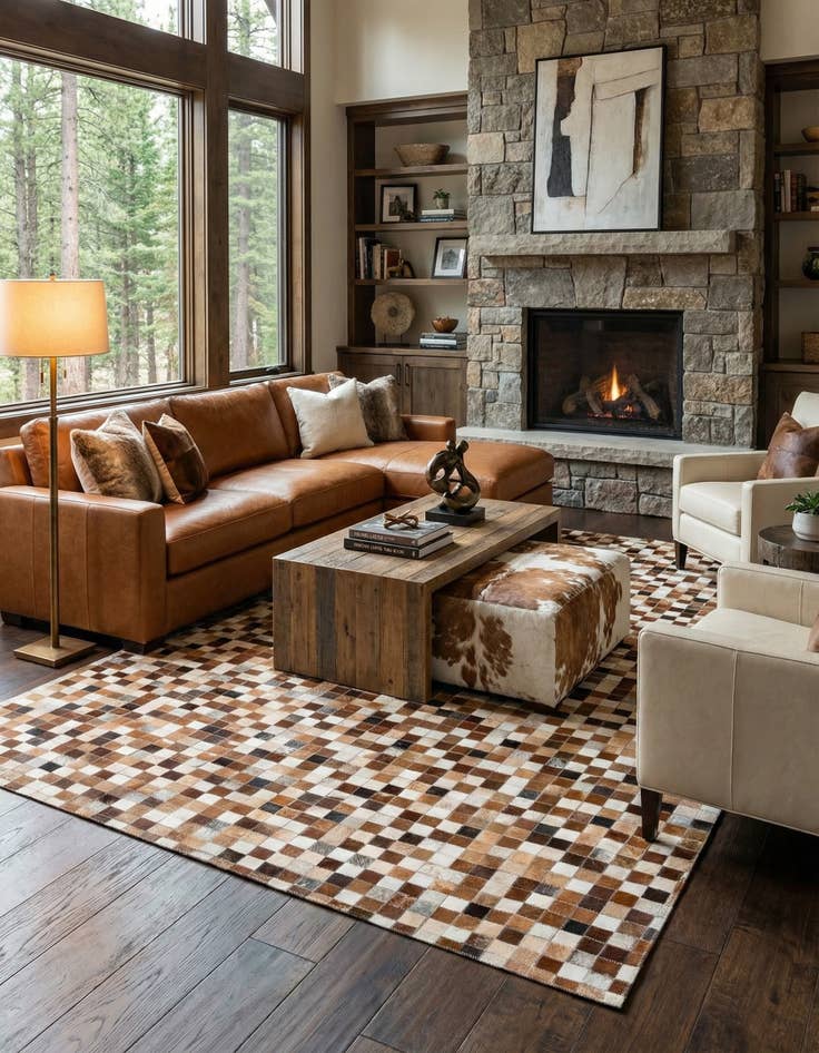 Detail image of 5' x 7' 10 Cowhide Stocks Rug