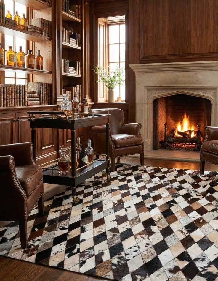 Detail image of  4' 8 x 6' 9 Cowhide Stocks Rug