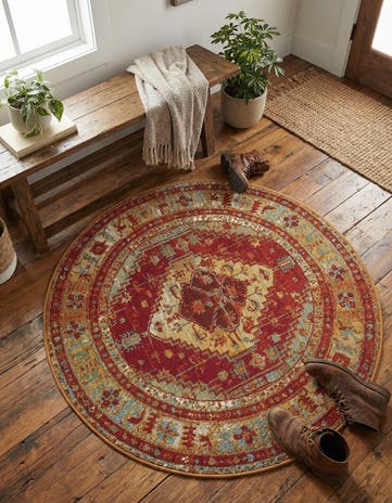 3' x 3' Easy-Clean Traditional Indoor / Outdoor Round Rug