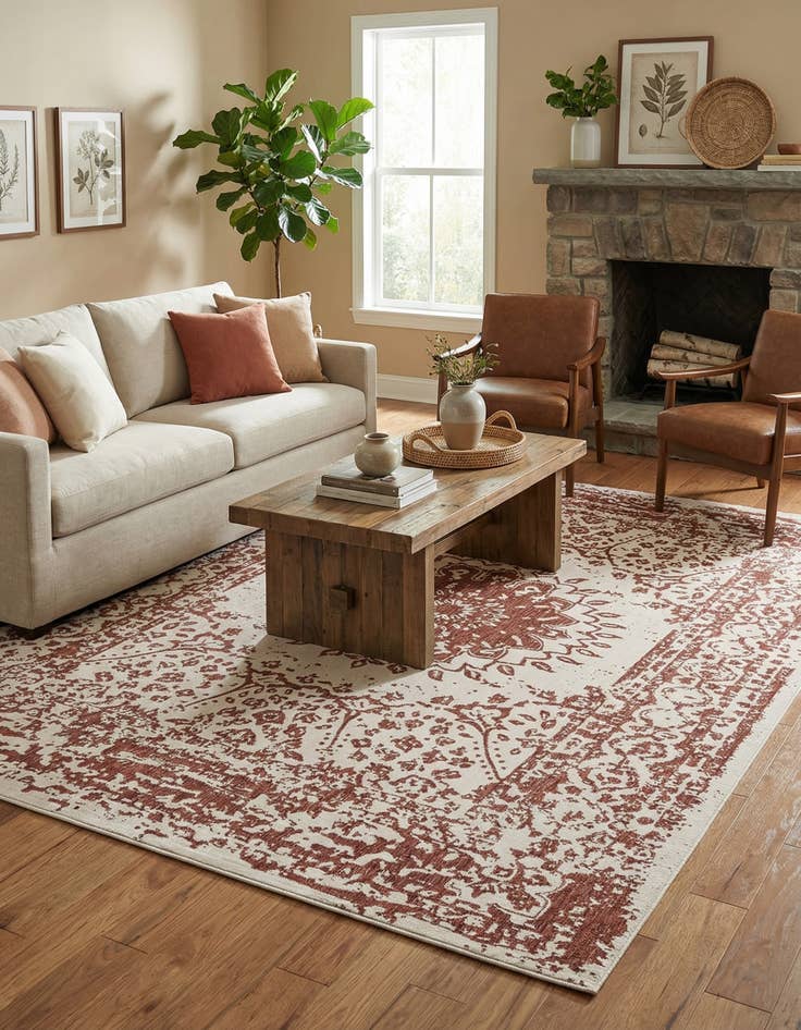Detail image of  10' x 14'  Washable Traditional Indoor / Outdoor Rug