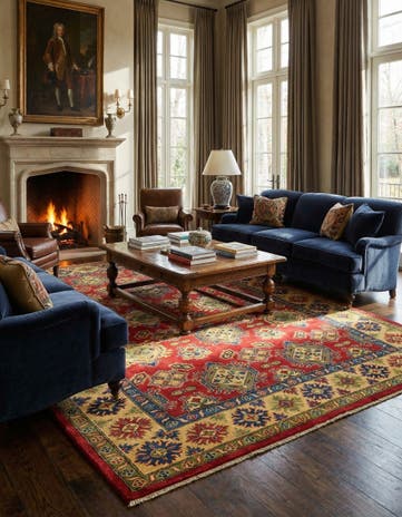6' 7 x 9' 8 Hand Knotted Kazak Rug