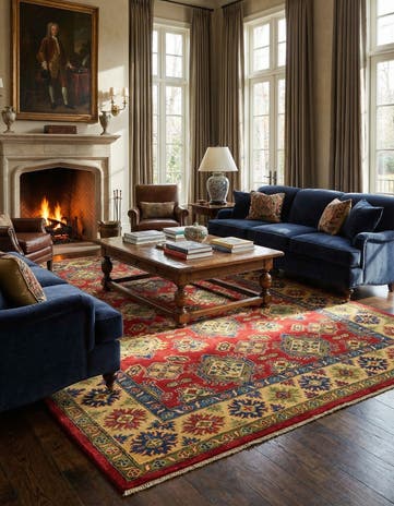 6' 7 x 9' 8 Hand Knotted Kazak Rug