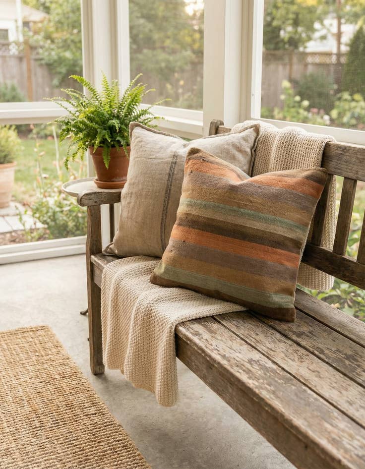 Detail image of  2' 7 x 3' 3  Hand Woven Pillow Wool Square Rug