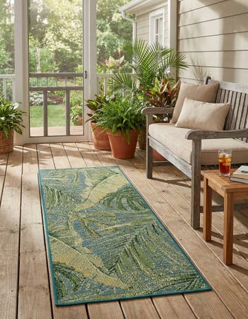 2' x 5' Easy-Clean Botanical Indoor / Outdoor Runner Rug