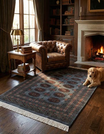 4' 1 x 5' 7 Hand Knotted Torkaman Persian Wool Rug