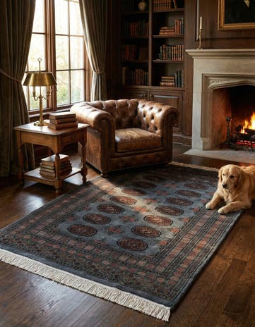 4' 1 x 5' 7 Hand Knotted Torkaman Persian Wool Rug