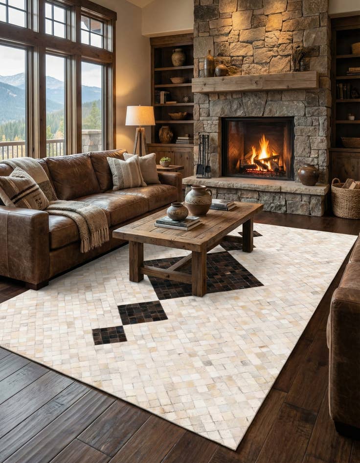 Detail image of  5' x 7' 11 Cowhide Stocks Rug