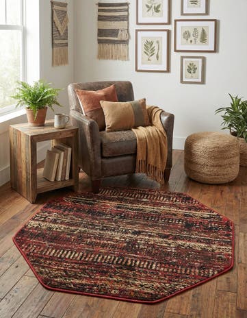 Burgundy Saturn Octagon Rug