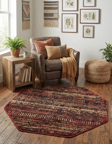 Burgundy Saturn Octagon Rug