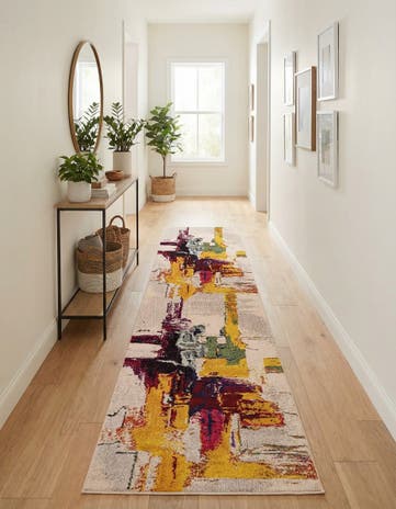 Beige Washable Hyacinth Runner Rug