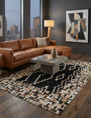 5' x 7' 10 Cowhide Leather Rug