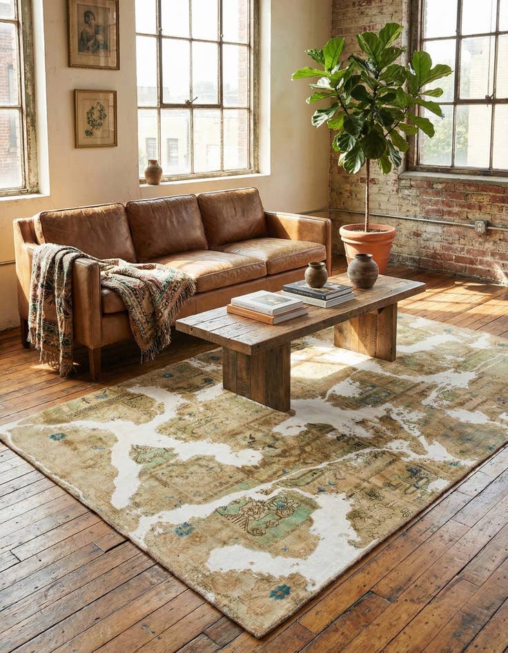 Detail image of 5' 7 x 8' 8  Hand Knotted Ultra Vintage Persian Wool Rug