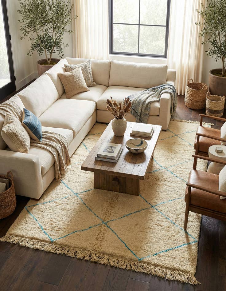 Detail image of 6' 10 x 10' 2  Hand Knotted Moroccan Wool Rug