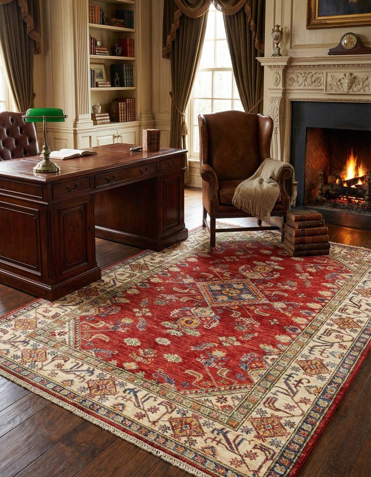 Detail image of  4' 9 x 6' 11 Kazak Wool Rug