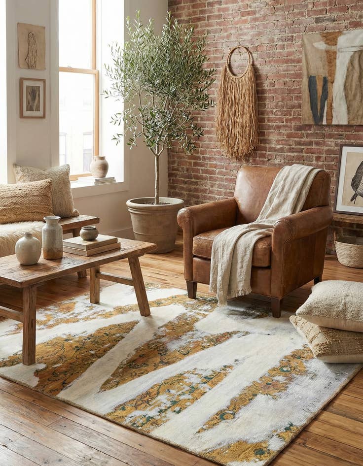 Detail image of 4' 6 x 5' 5  Hand Knotted Ultra Vintage Persian Wool Square Rug