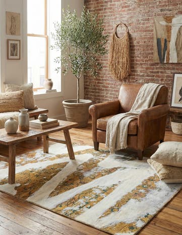 4' 6 x 5' 5 Hand Knotted Ultra Vintage Persian Wool Square Rug