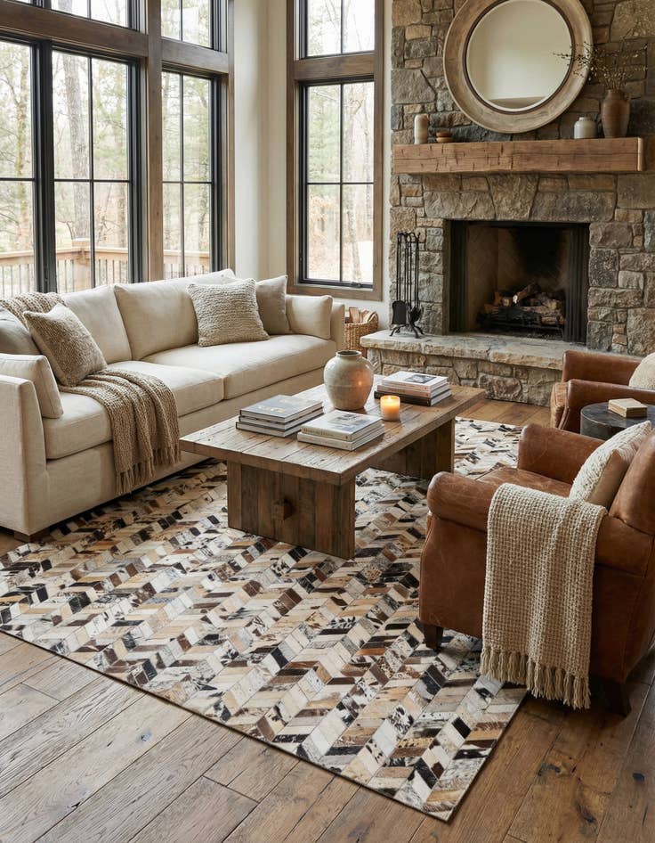 Detail image of 5' 3 x 8' Cowhide Rug