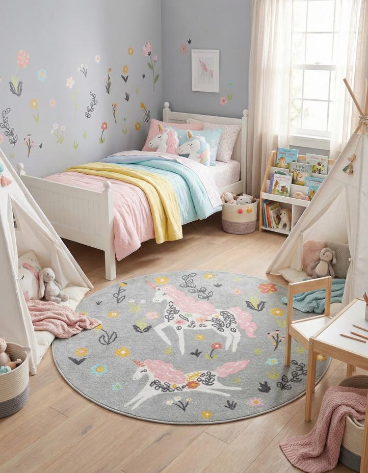 5' 3 x 5' 3 Unicorns Whimsy Kids Ro...