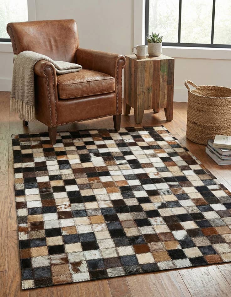 Detail image of  2' 1 x 3' Cowhide Leather Rug