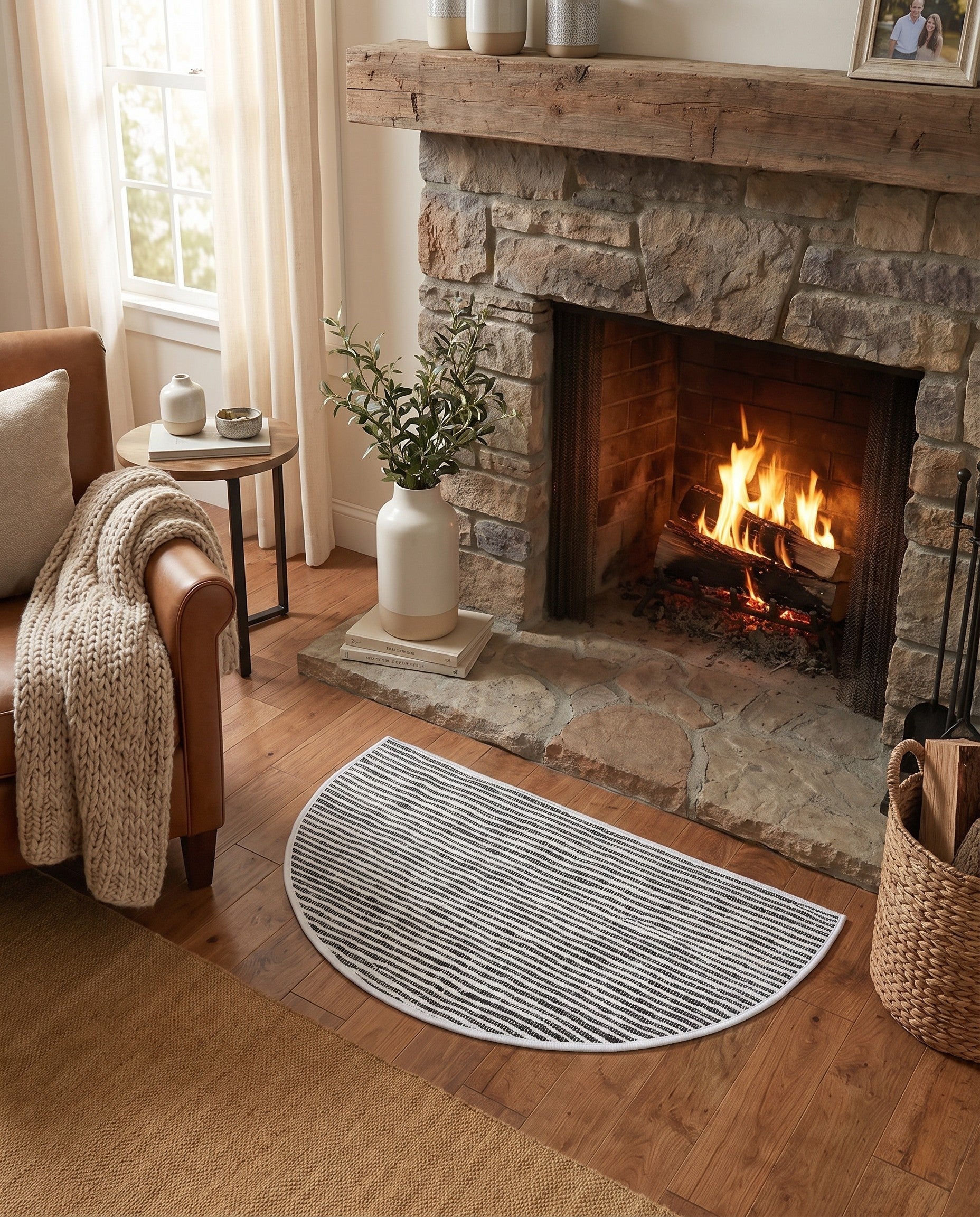 2' 2 x 3' 7 Hand Woven Chindi Jute Hearth Rug