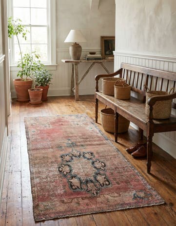 3' 10 x 7' 9 Hand Knotted Ultra Vintage Persian Wool Runner Rug