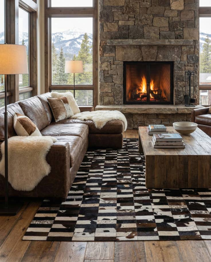 Detail image of 4' 11 x 7' 11 Cowhide - Patchwork Rug