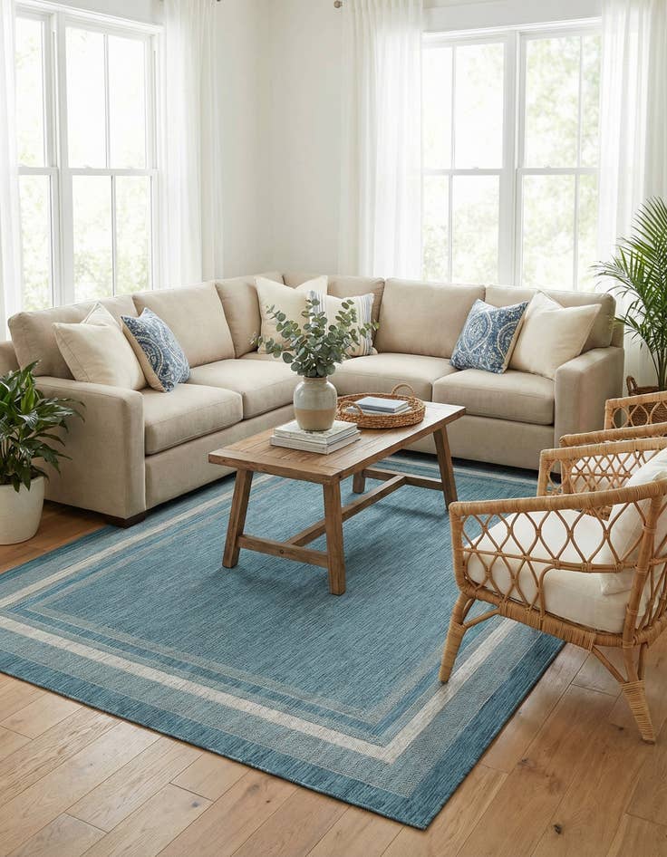 Detail image of 7' x 10'  Washable Border Indoor / Outdoor Rug