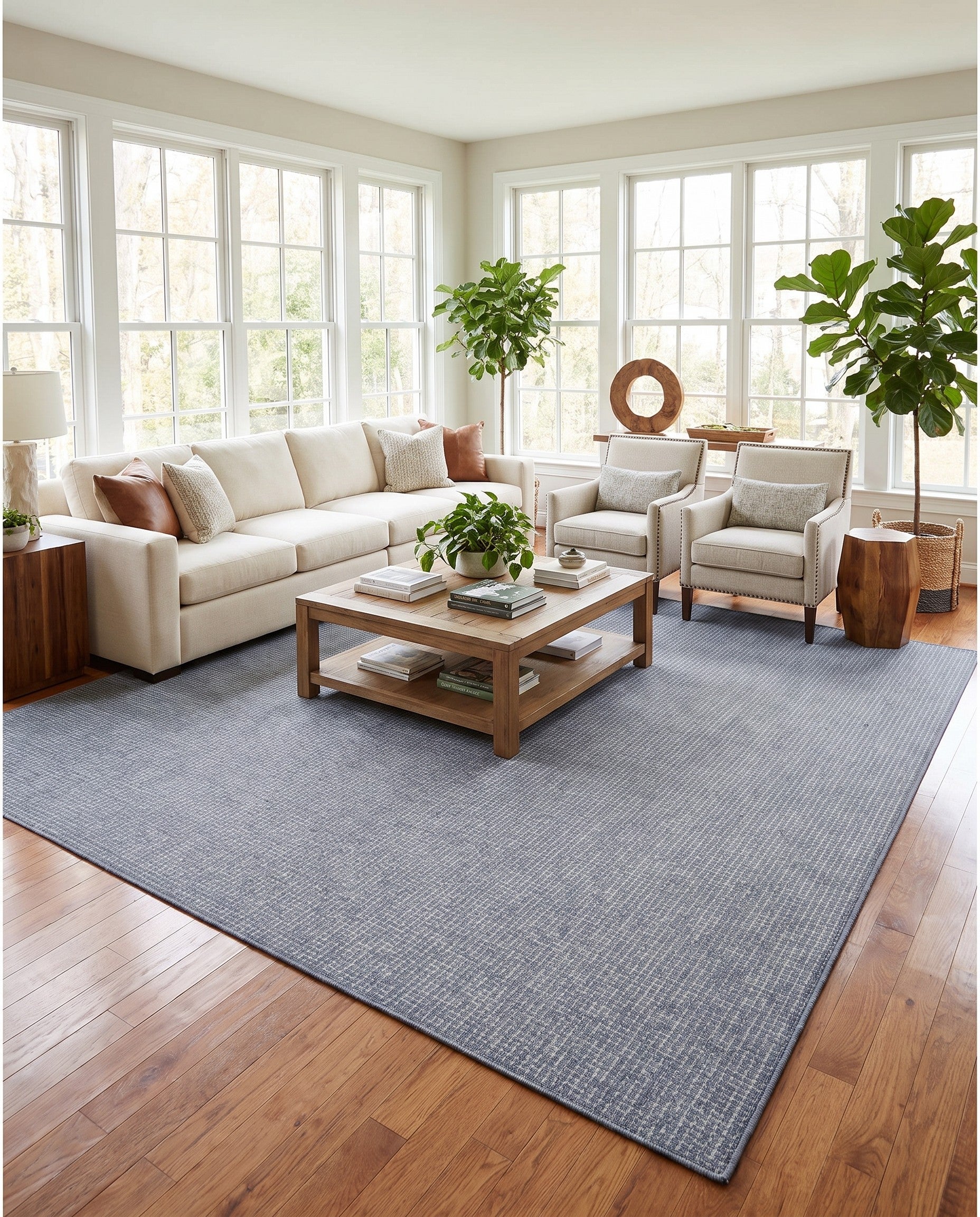 13' x 13' Easy-Clean Checkered Indoor / Outdoor Square Rug
