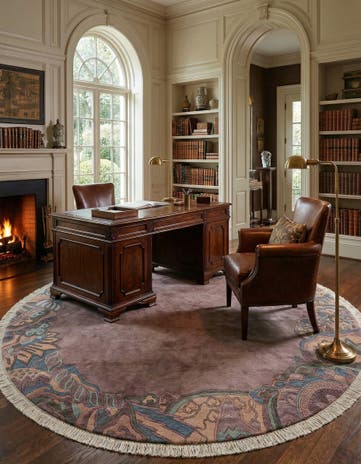 7' 8 x 7' 10 Hand Knotted Tibet Wool Round Rug