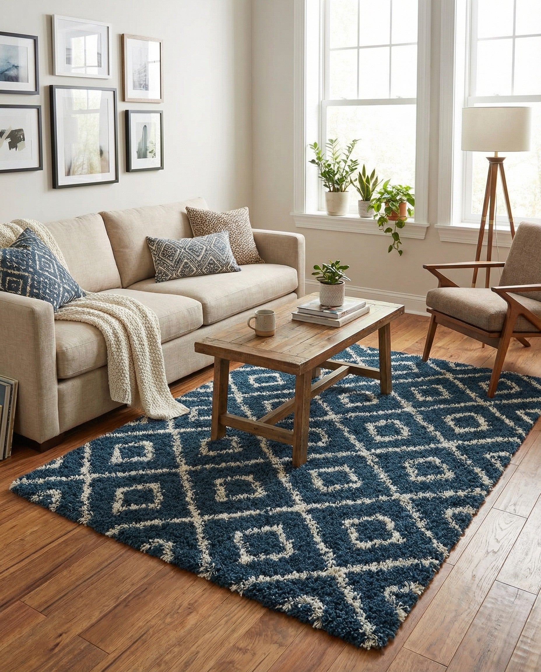  5' 3 x 8' Lattice Shag Rug