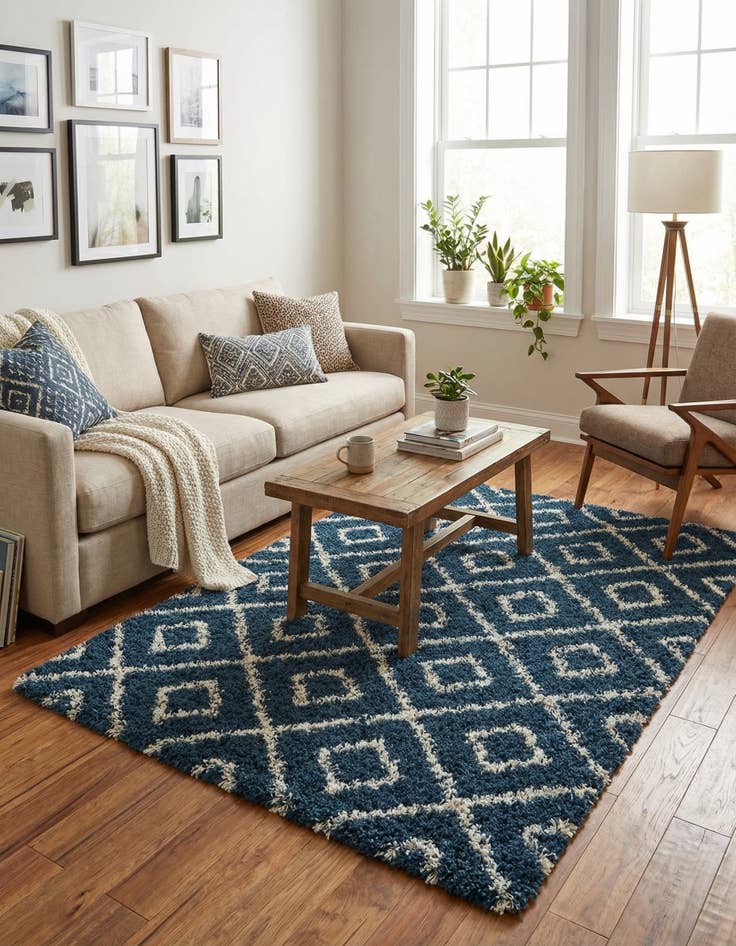 Detail image of  5' 3 x 8' Lattice Shag Rug