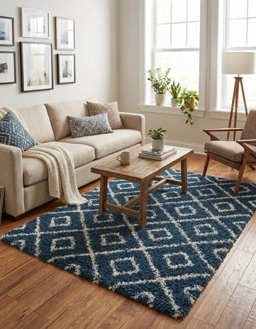 5' 3 x 8' Lattice Shag Rug