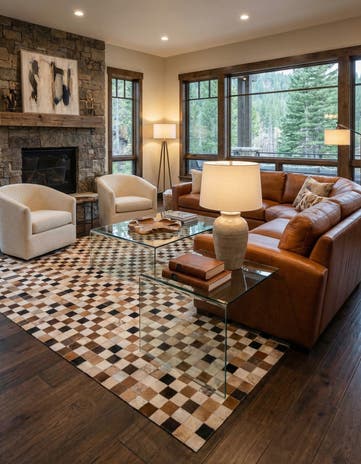 8' x 10' Cowhide Leather Rug
