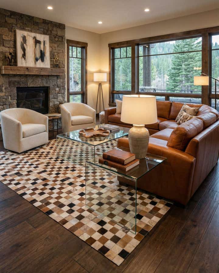 8' x 10' Cowhide Leather Rug