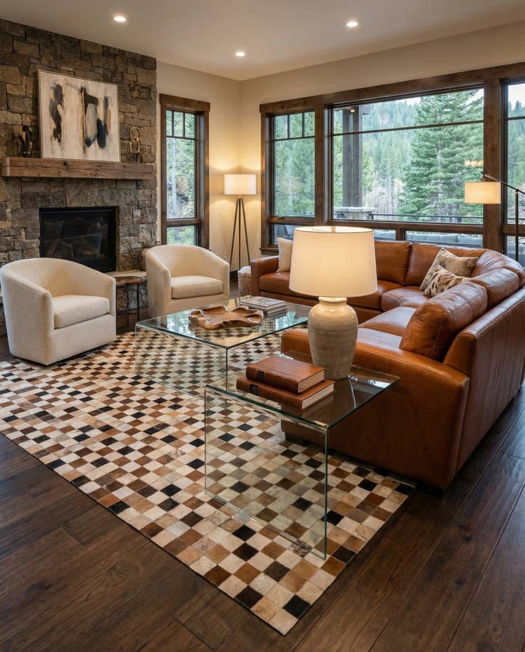 Detail image of 8' x 10' Cowhide Leather Rug