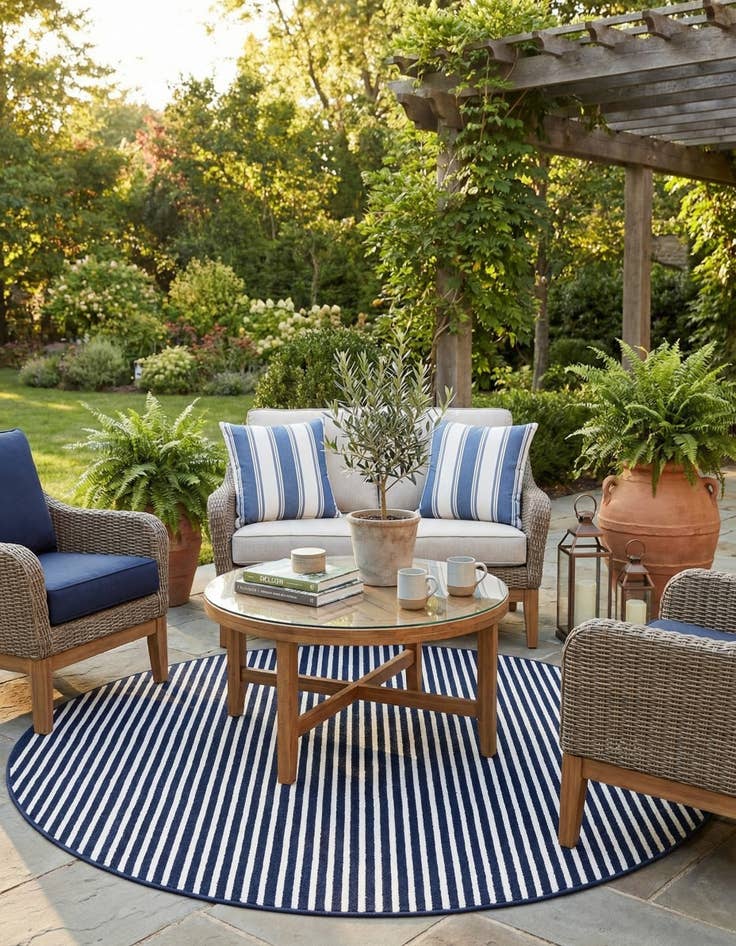 Detail image of 7' 10 x 7' 10 Easy-Clean Sabrina Soto Indoor / Outdoor Round Rug