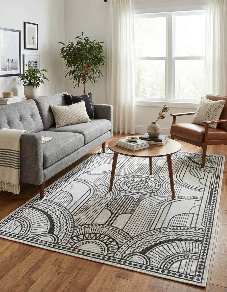 Detail image of 4' x 6'  Washable Traditional Indoor / Outdoor Rug